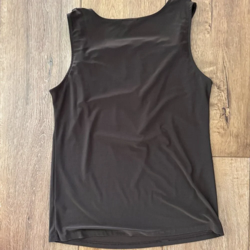 Chaus Brown Sleeveless Top with Gold Trim Accents on Shoulder. Women’s Size Med. - Picture 6 of 8
